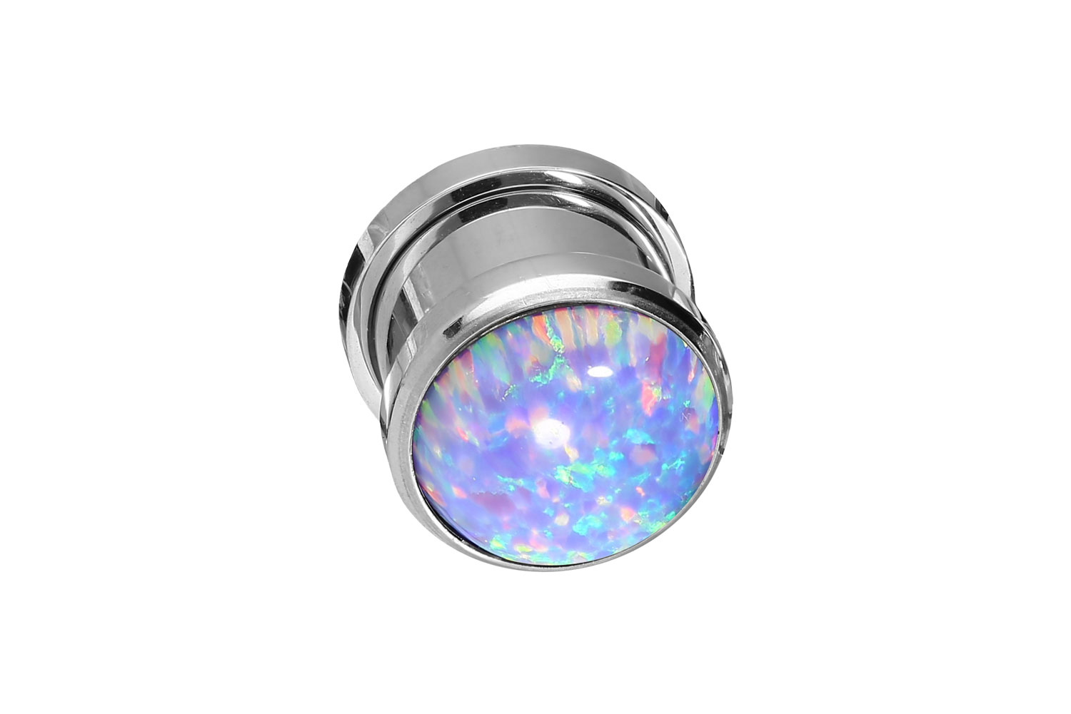 Surgical steel plug SYNTHETIC OPAL ++SALE++