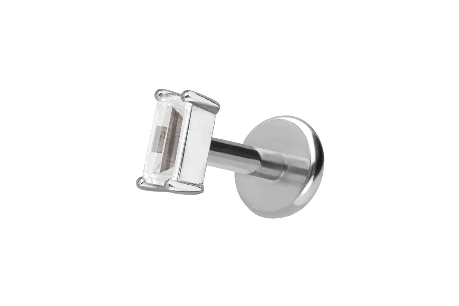 Titan Labret mit Innengewinde + 925er Silber Aufsatz MOISSANIT-RECHTECK