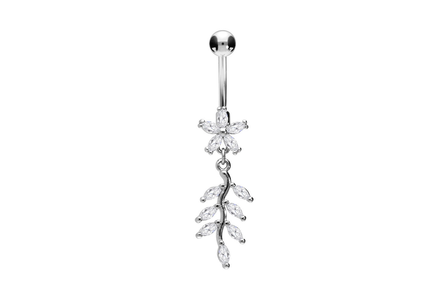 Surgical steel bananabell CRYSTAL FLOWER + CRYSTAL TENDRIL