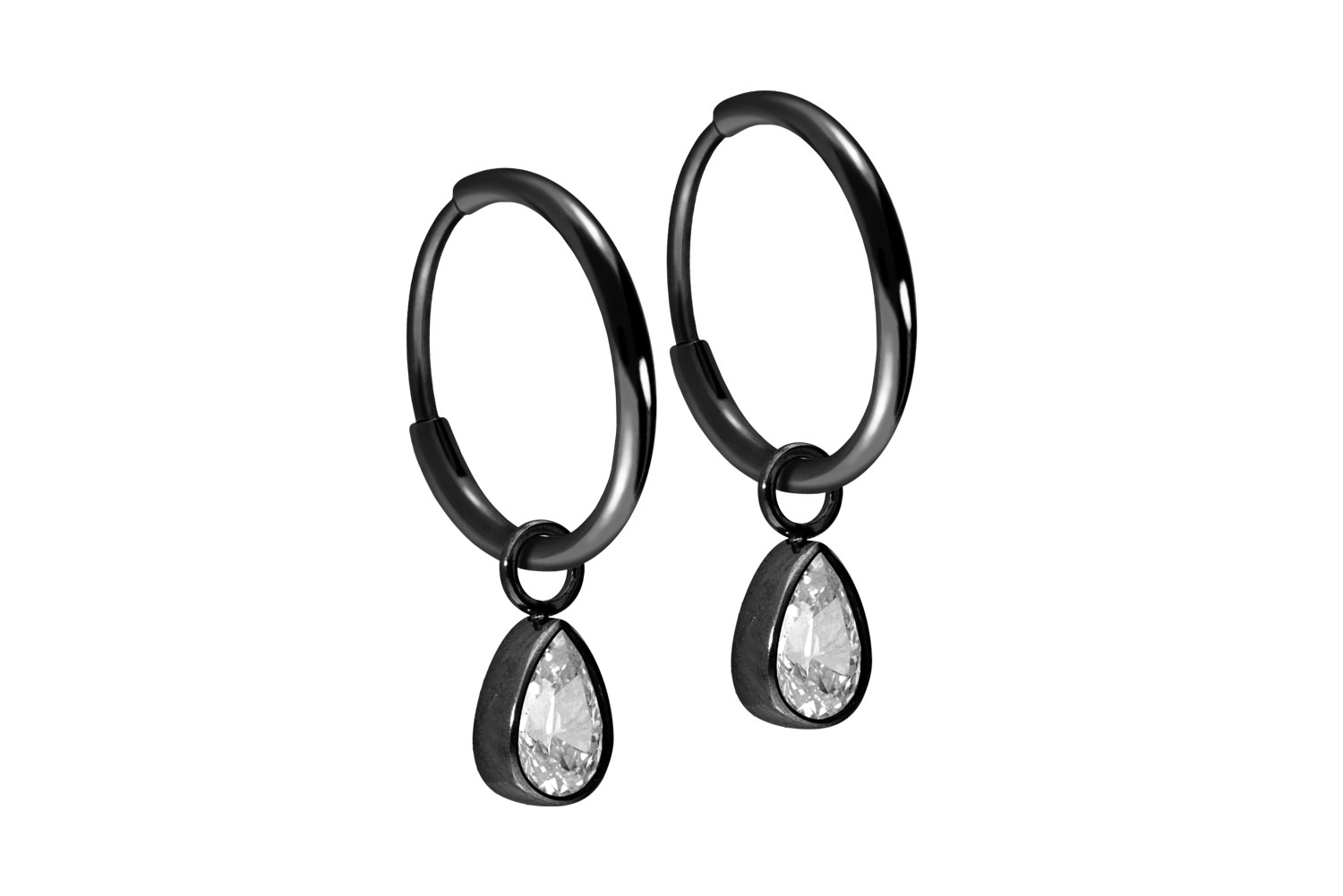 Titanium ear clicker creoles CRYSTAL DROP
