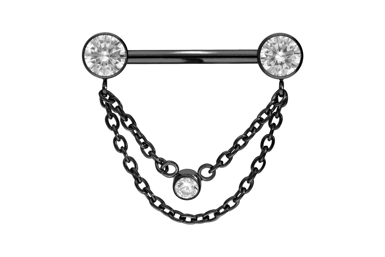 Titanium barbell with push fit 2 CHAINS + CRYSTAL DISCS