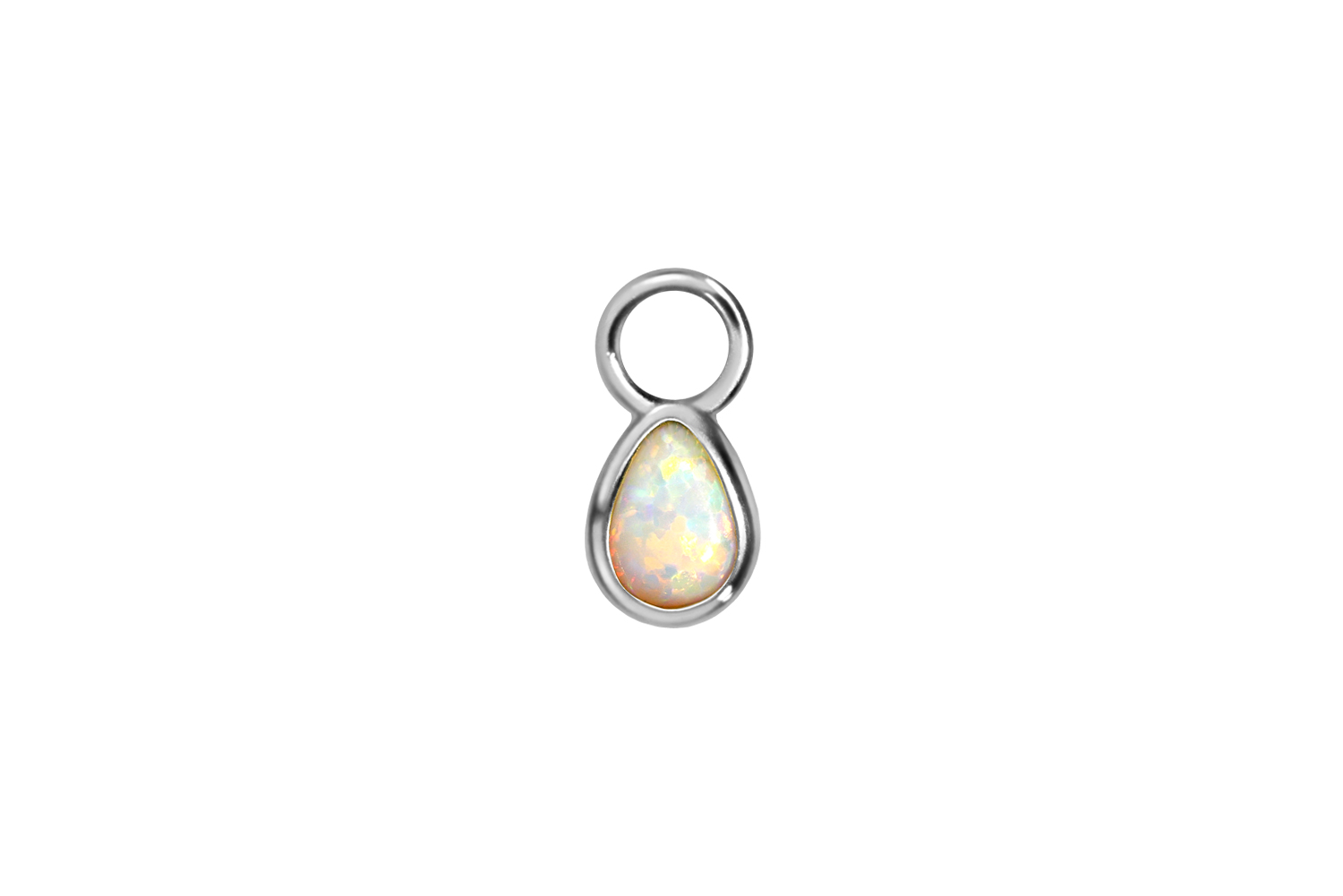 Surgical steel pendant for clickers SYNTHETIC OPAL DROP