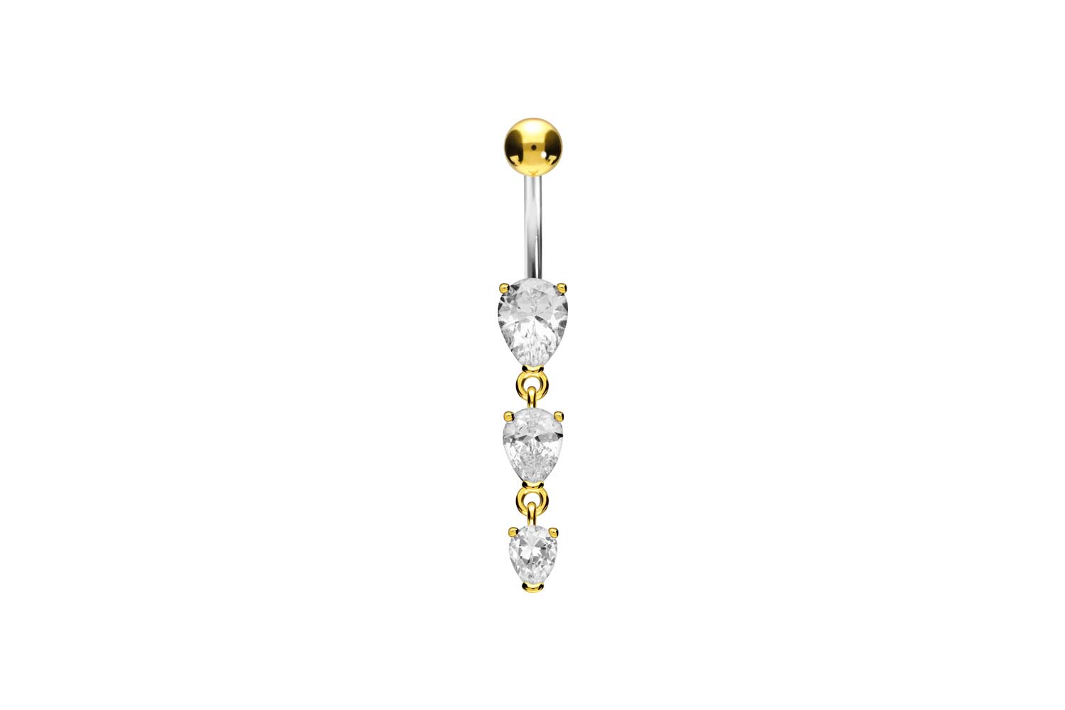 Titanium bananabell with 925 silver design 3 CRYSTAL DROPS
