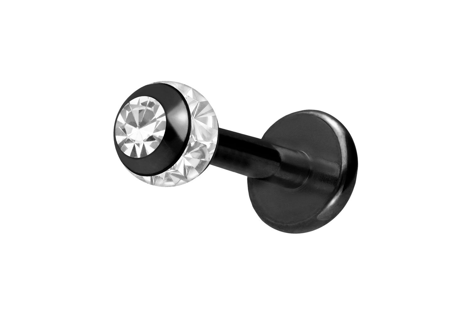 Surgical steel labret EPOXY RING BALL + CRYSTAL