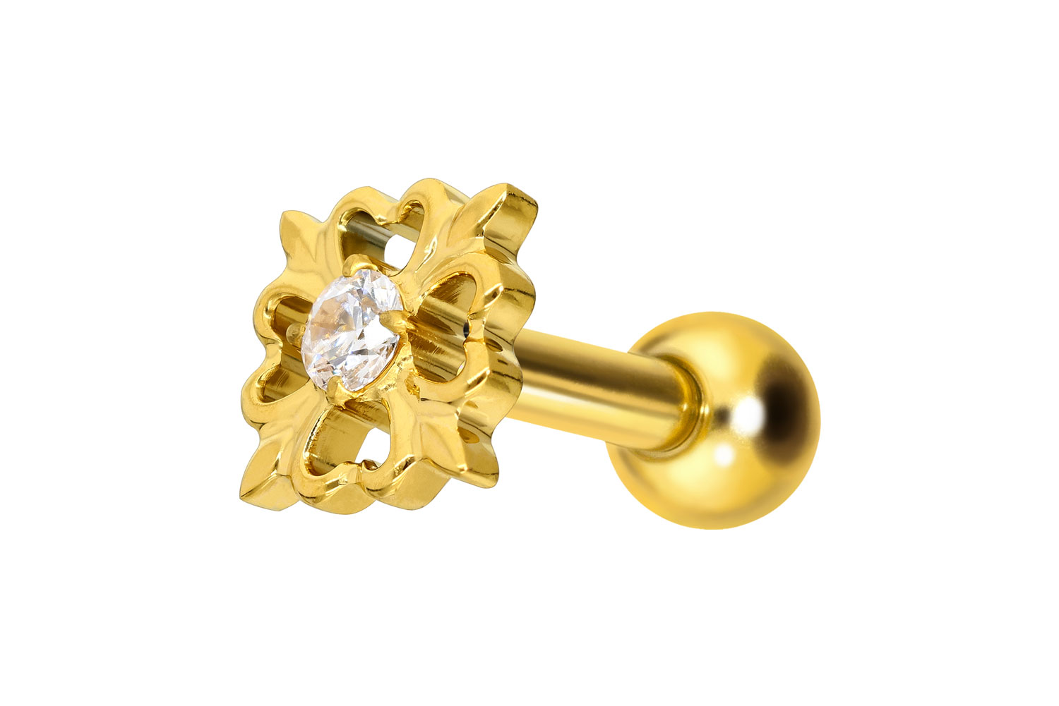 Titanium ear piercing with internal thread CLOVER LEAF