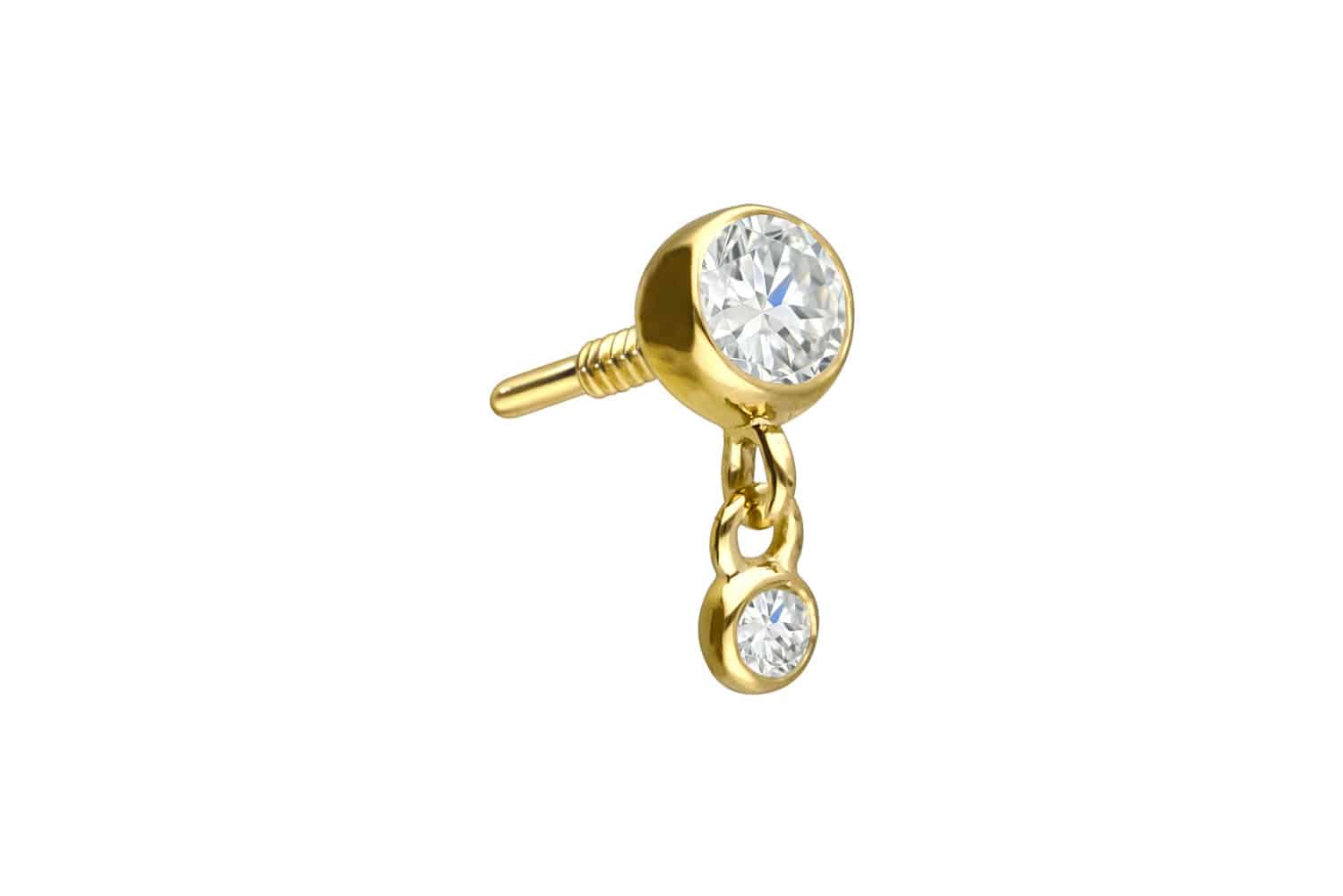 18 carat gold screw-in attachment with external thread 2 DIAMONDS