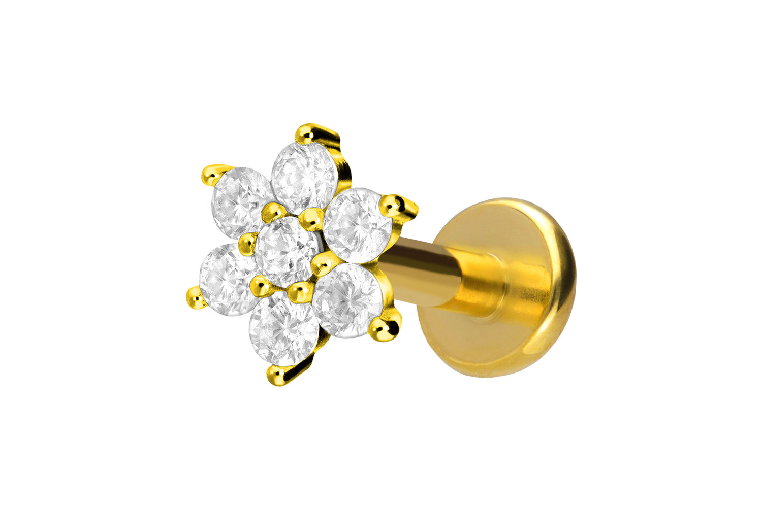 Titan Labret mit Innengewinde KRISTALLBLUME