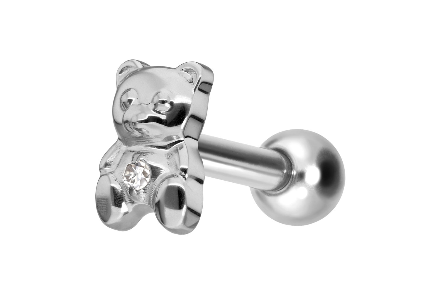 Titanium ear piercing with internal thread TEDDY BEAR
