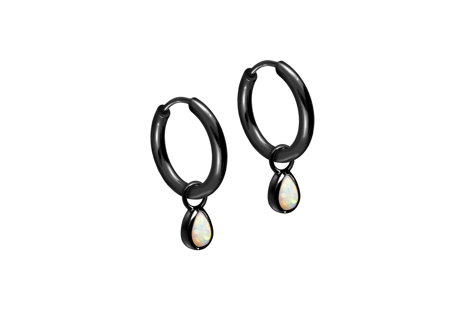 Surgical steel ear clicker creoles SYNTHETIC OPAL DROP