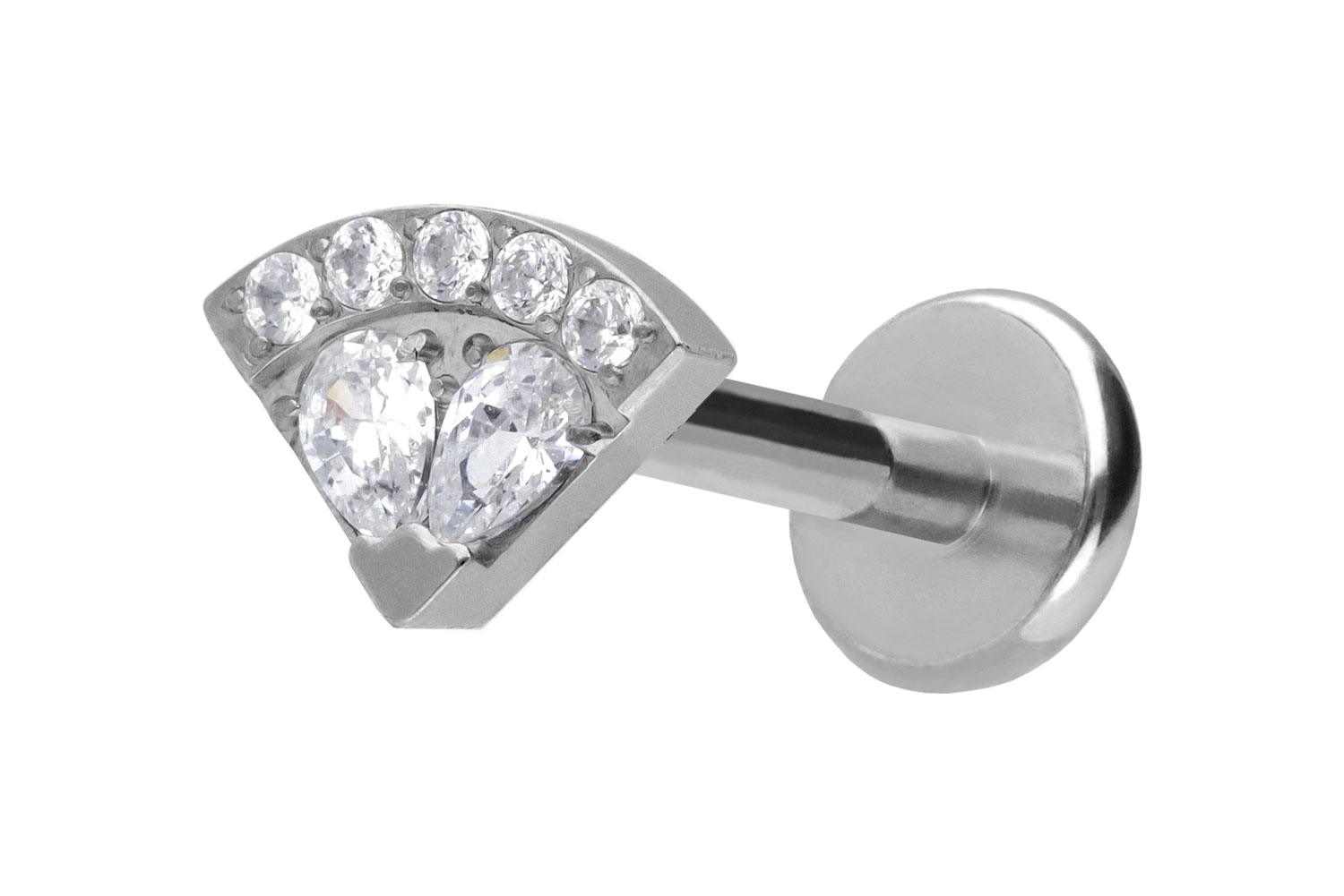 Titanium labret with push fit CRYSTAL FAN