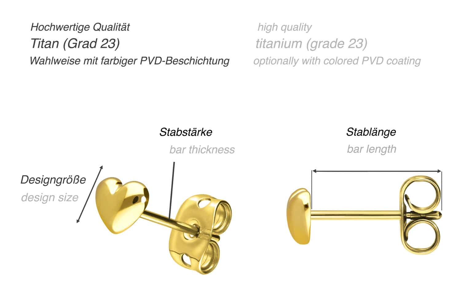 Titanium ear studs HEART