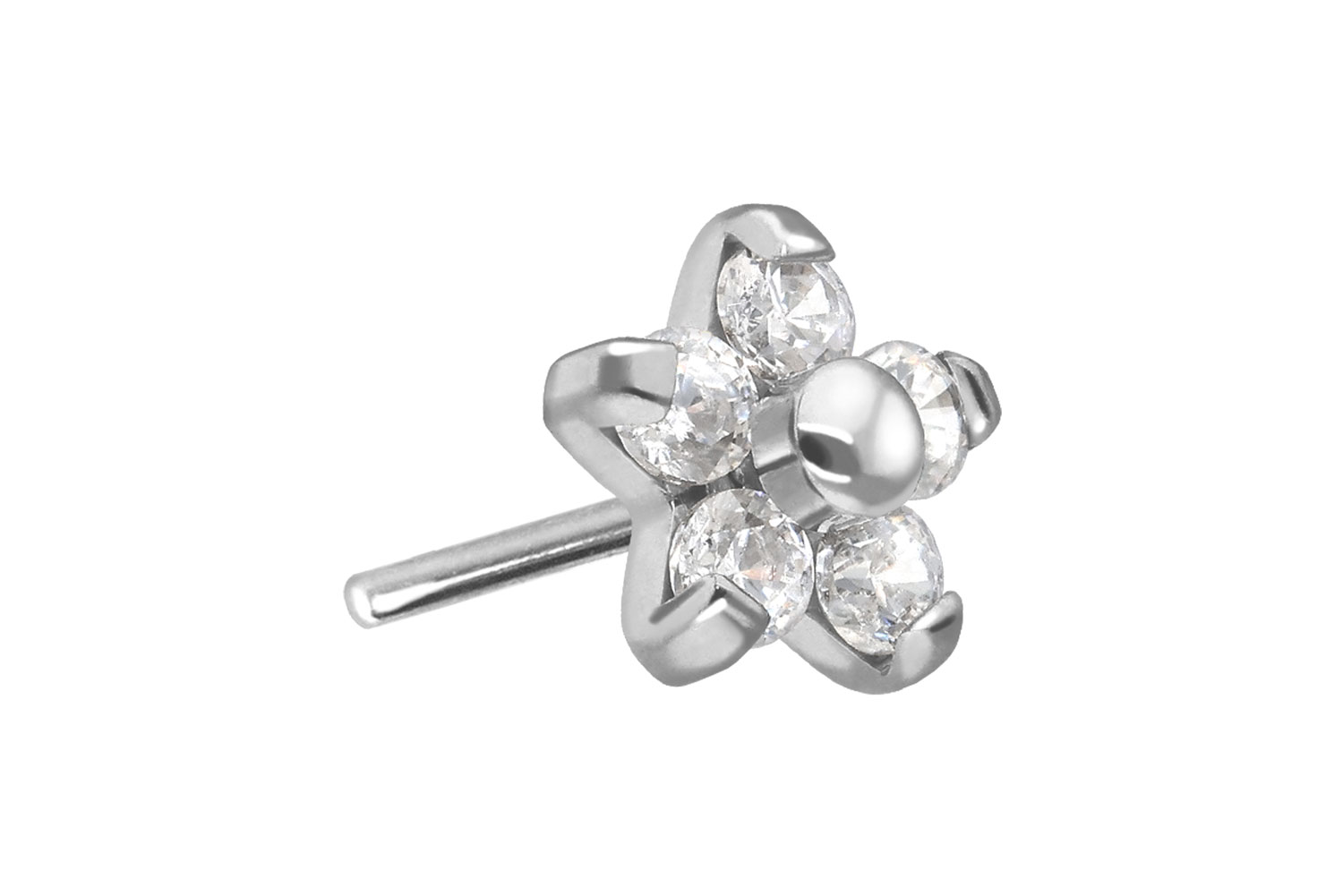 Titanium attachment with push pin Flower with 5 Crystals