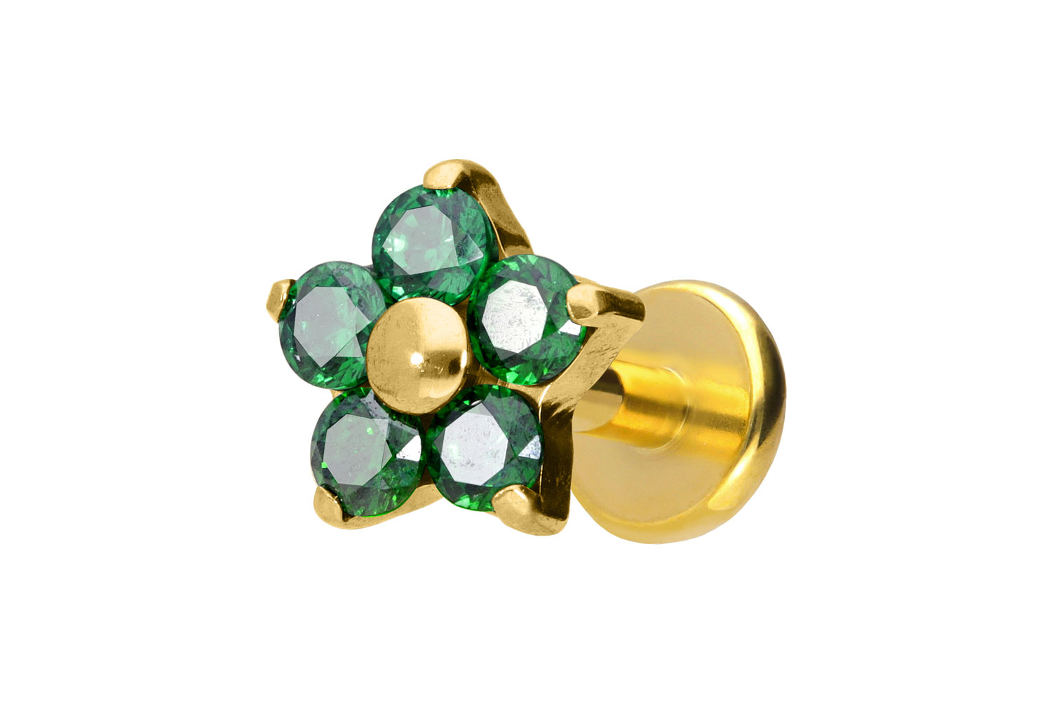 Titanium labret with push fit CRYSTAL FLOWER