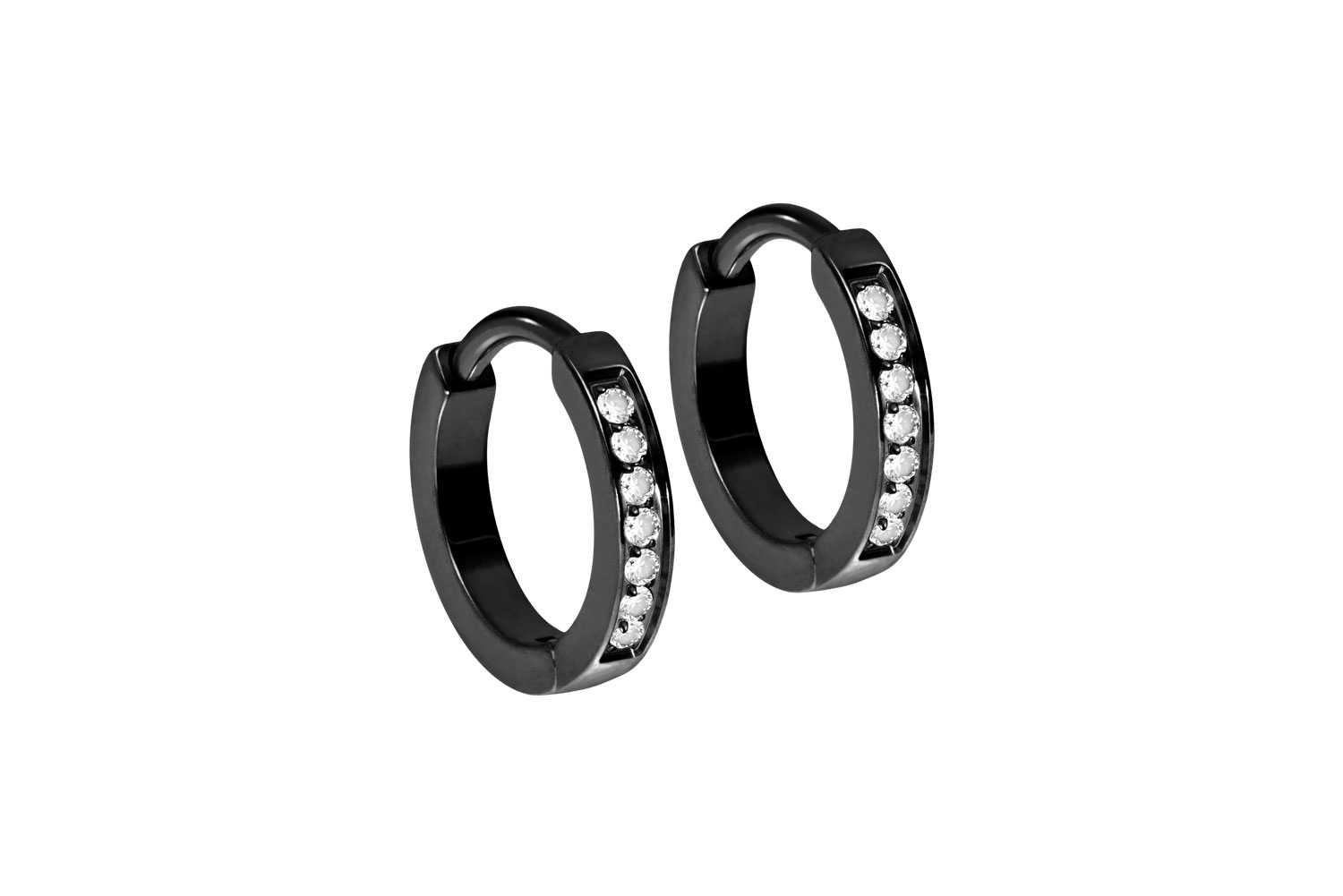 Titanium ear clicker creoles SETTED CRYSTALS