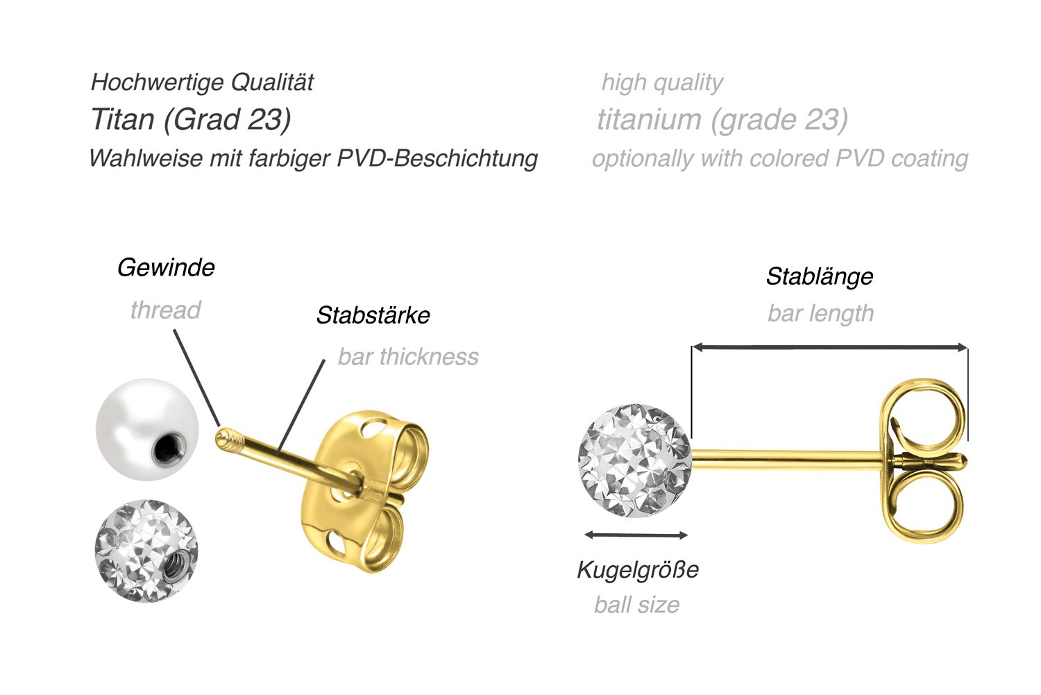 Titanium ear studs MIX