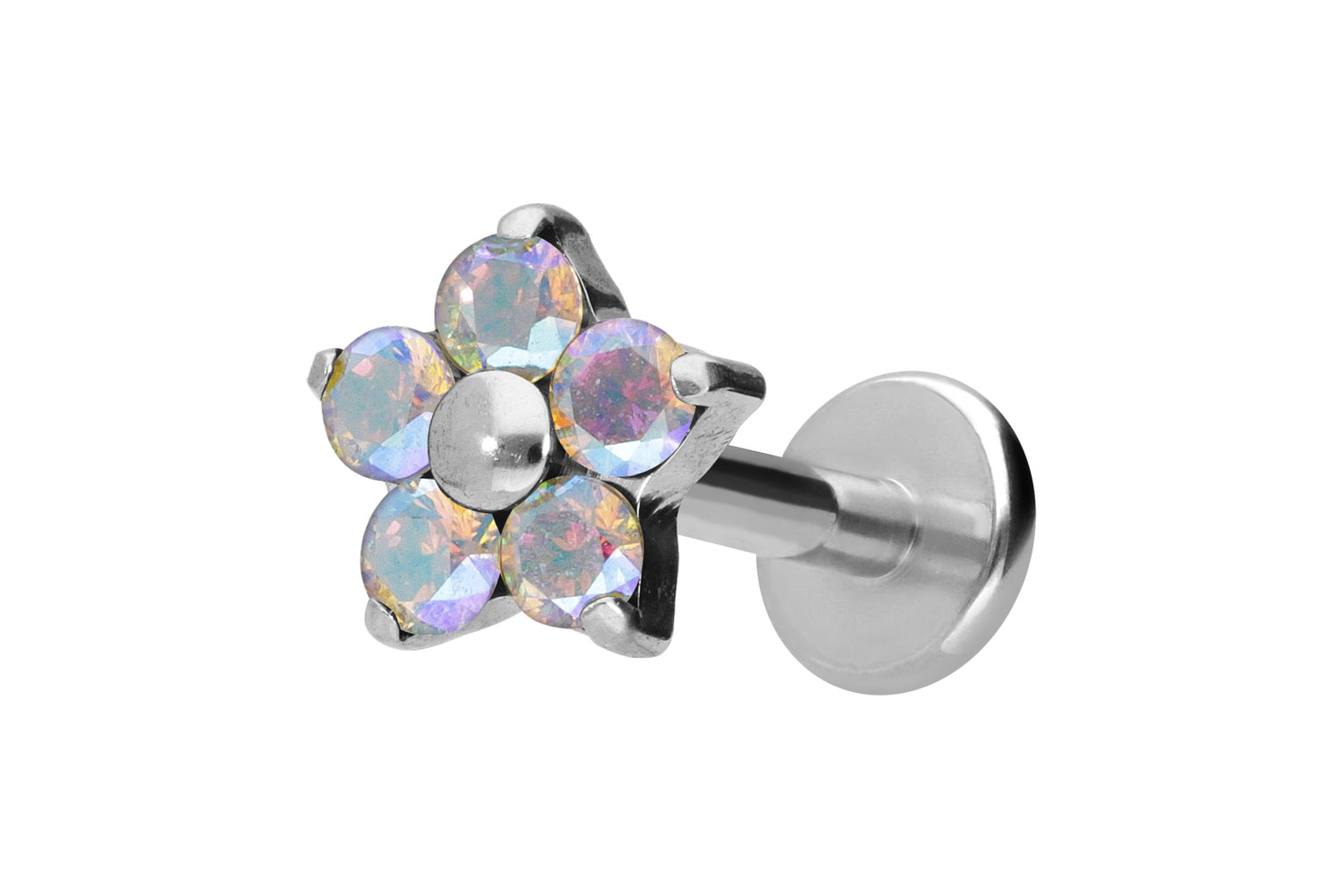 Titan Labret mit Innengewinde KRISTALLBLUME