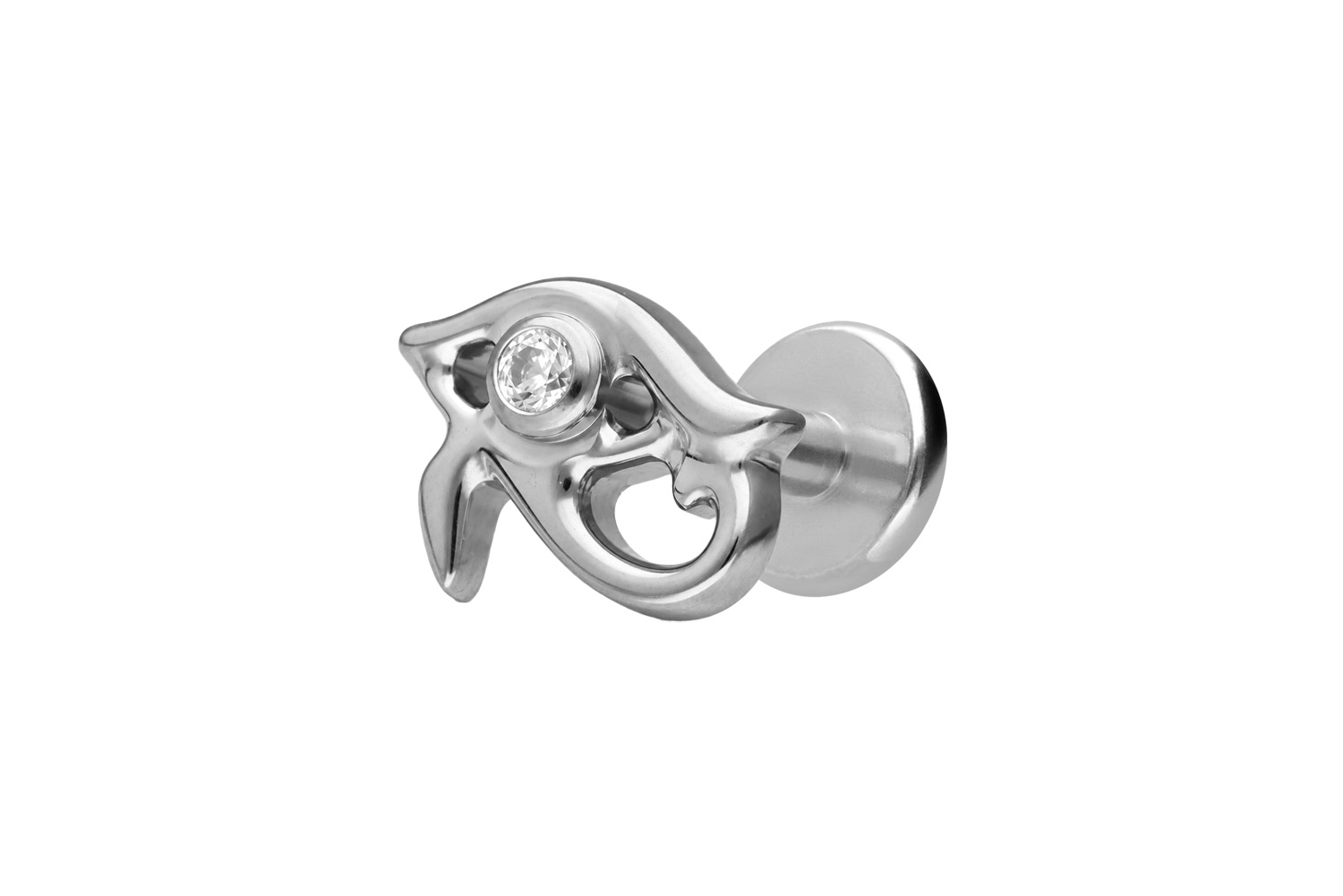 Titanium labret with internal thread EYE OF HORUS