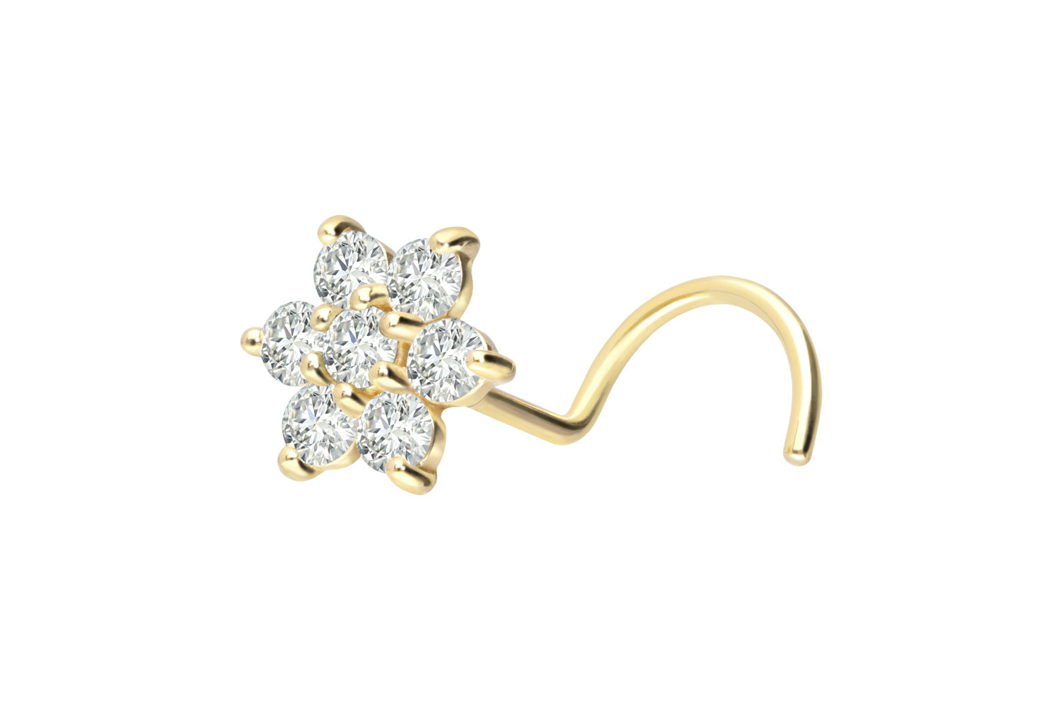 18 carat gold nose stud spiral DIAMOND FLOWER