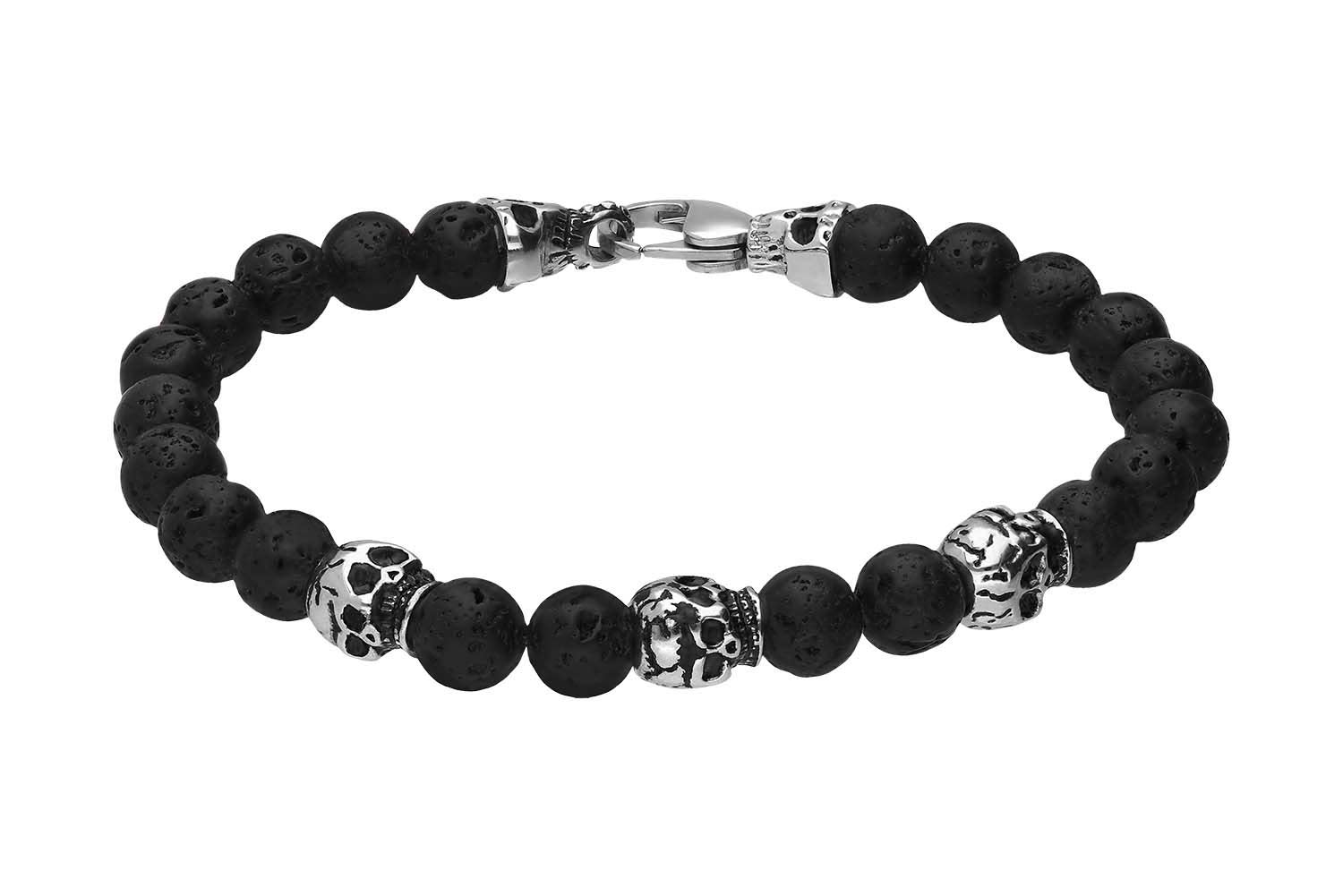 Lava stone ball bracelet SKULLS