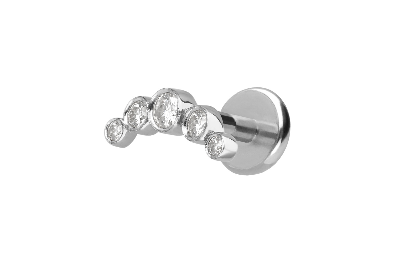 Titanium labret with internal thread + 925 silver attachment MOISSANITE ARCH