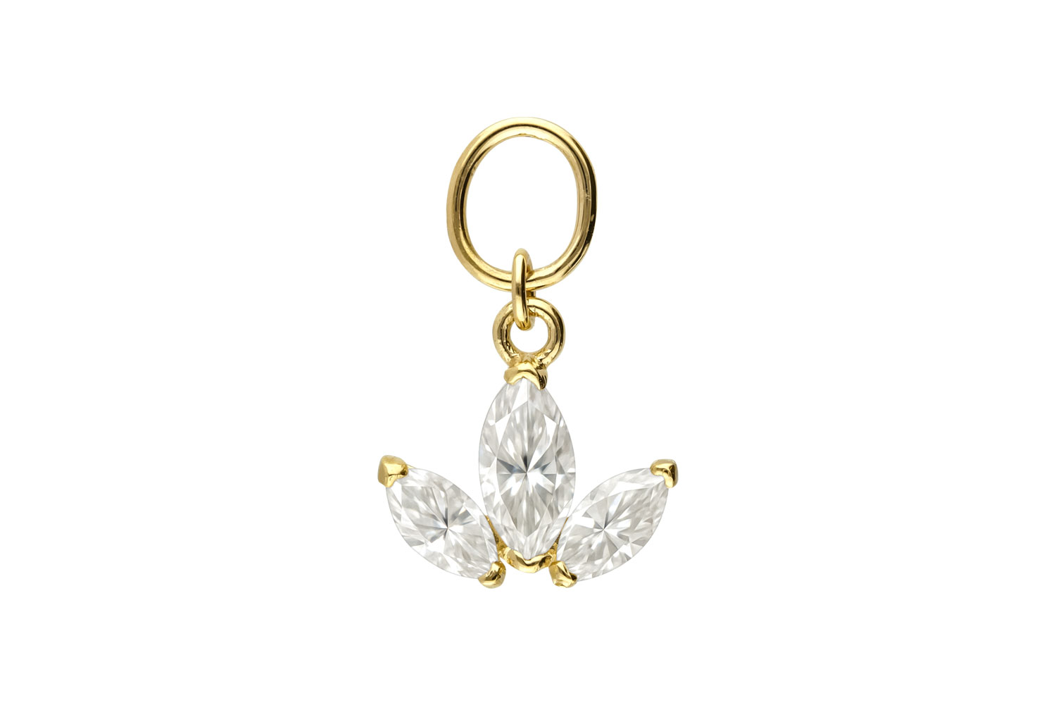 18 carat gold pendant for clickers MOISSANITE LOTUS FLOWER