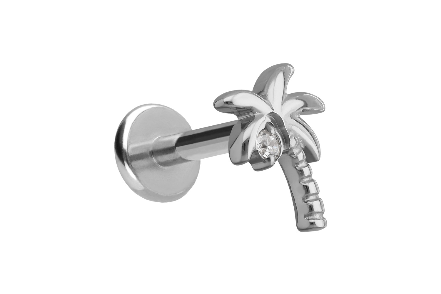 Titanium labret with push fit PALM TREE