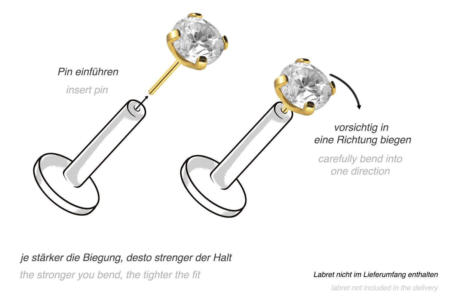 Titanium attachment with push pin SETTED CRYSTAL