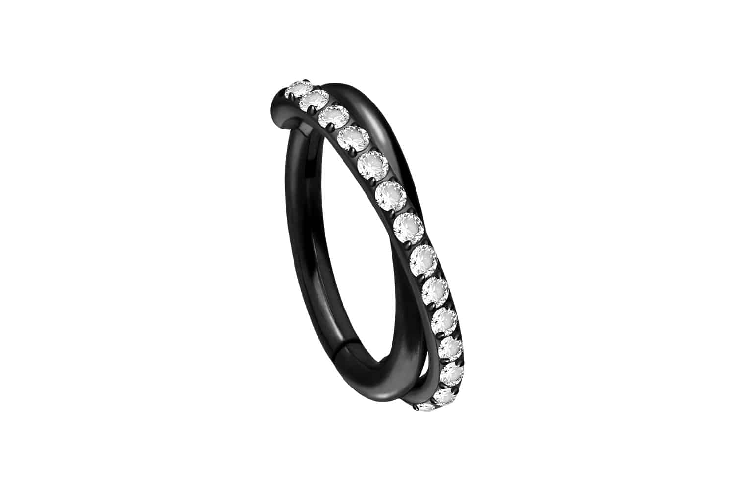 Titan Segmentring Clicker 2 RINGE ÜBERKREUZT + EINGEFASSTE KRISTALLE