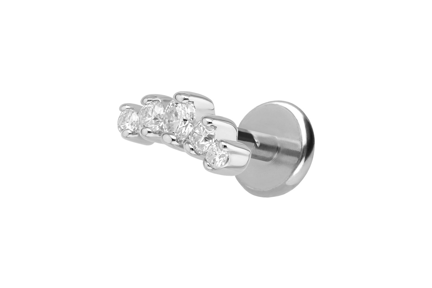 Titanium labret with internal thread + 925 silver attachment MOISSANITE ARCH