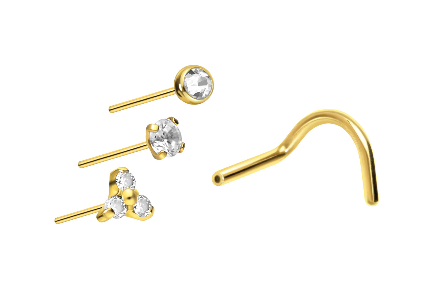 Titanium nose stud spiral with push fit ATTACHMENT MIX