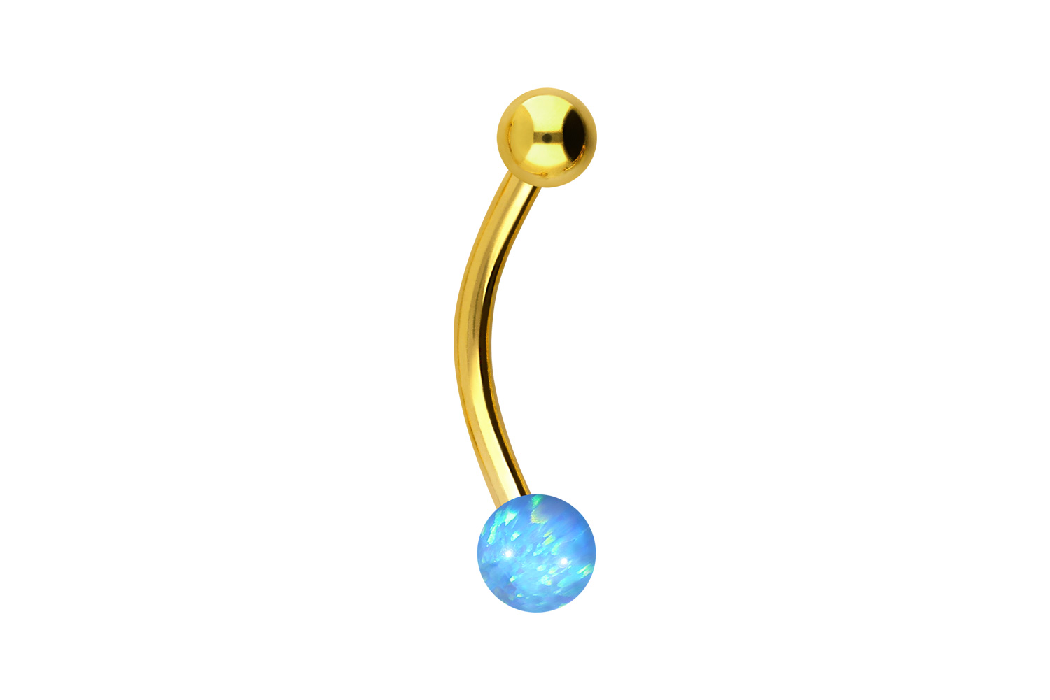 Surgical steel mini bananabell SYNTHETIC OPAL + SURGICAL STEEL BALL