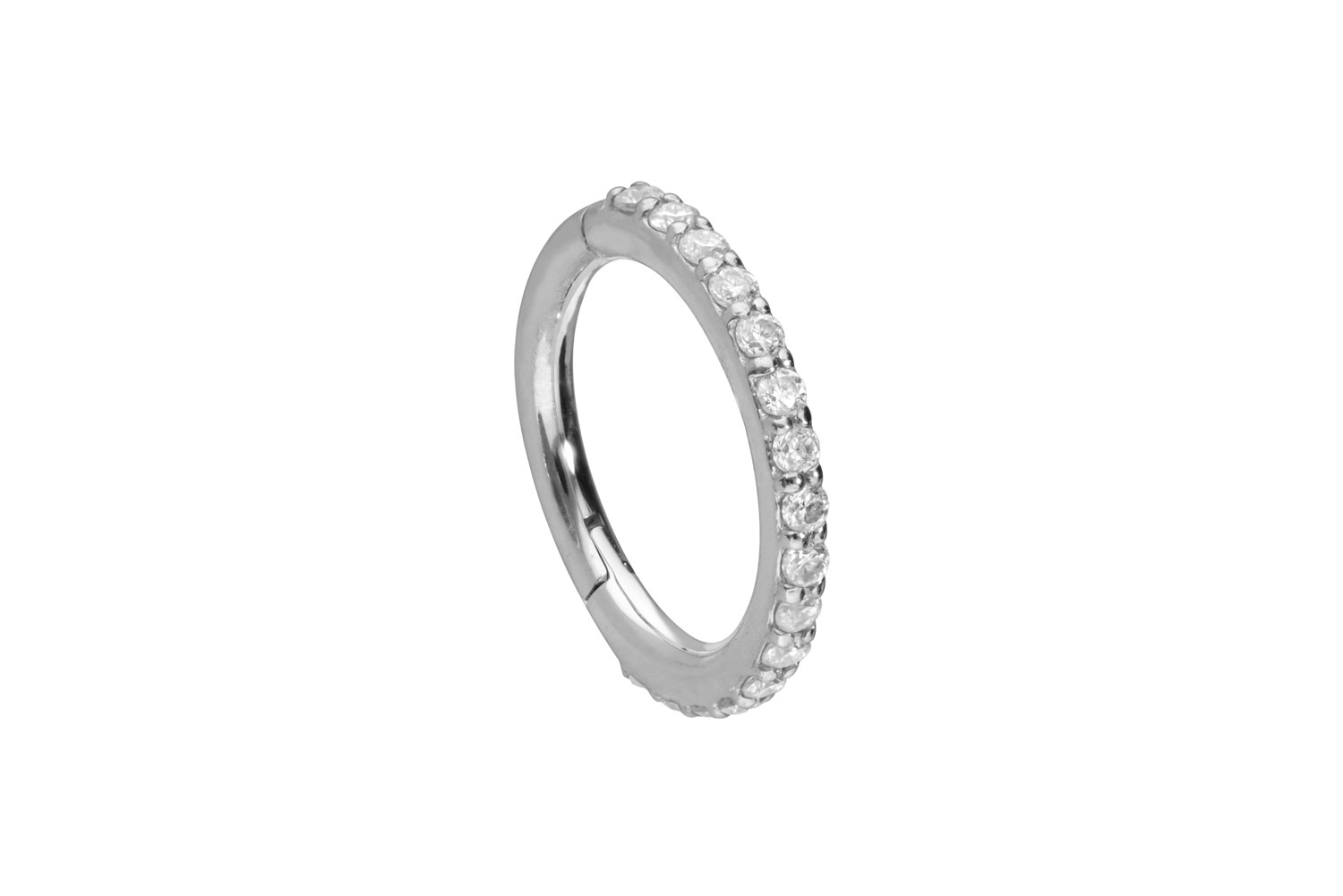 14/18 Karat Gold Segmentring Clicker EINGEFASSTE MOISSANITE