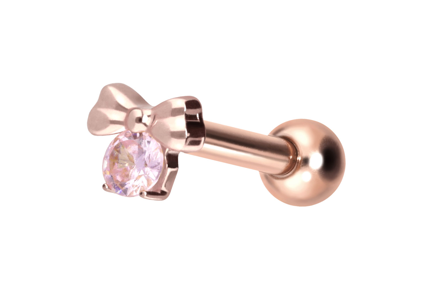 Titanum ear piercing with internal thread RIBBON + CRYSTAL