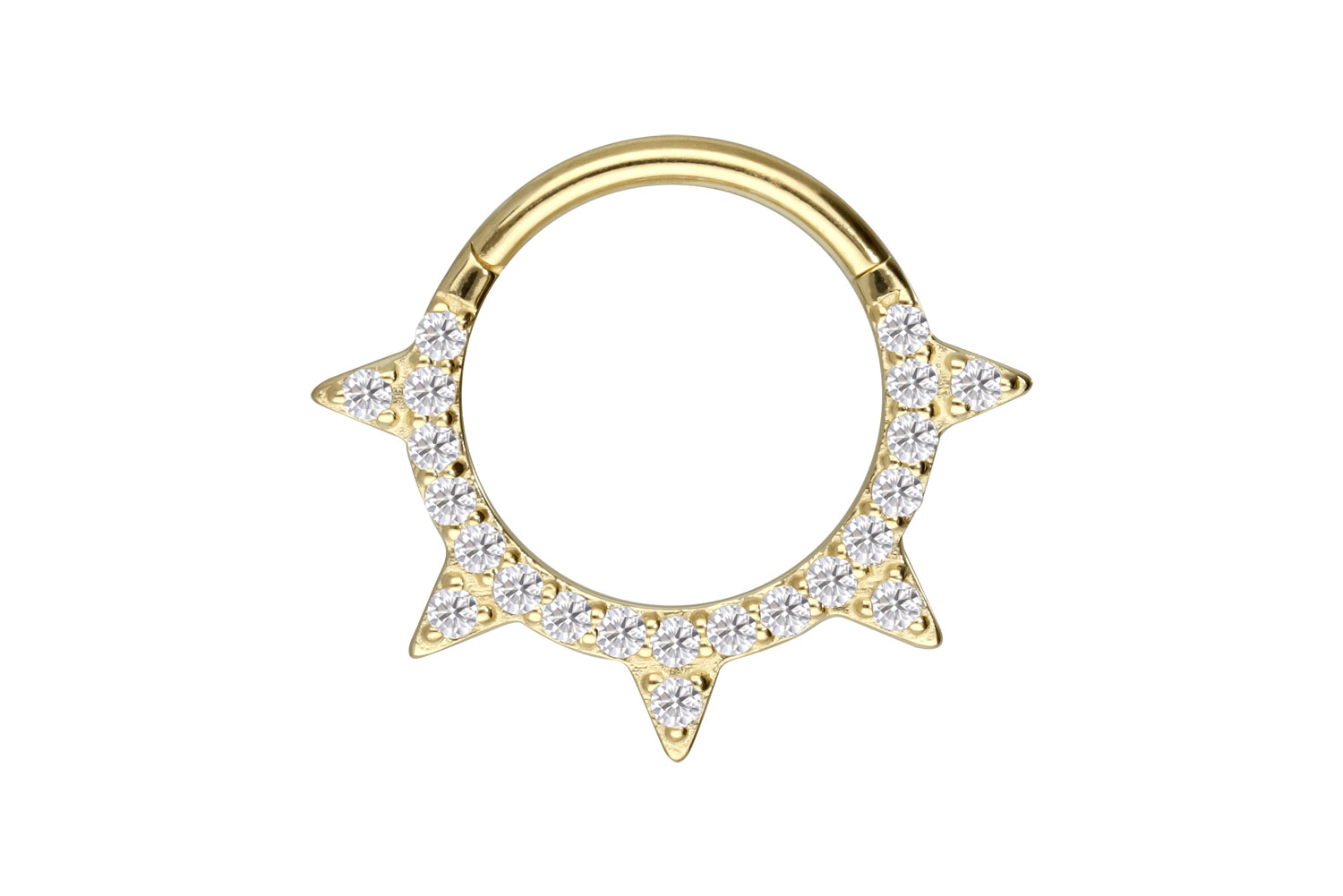 14/18 Karat Gold Segmentring Clicker EINGEFASSTE MOISSANITE + SPITZEN