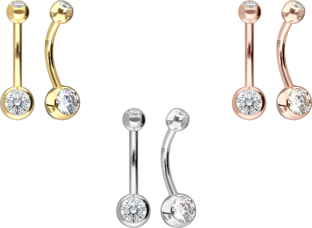 18 Karat Gold Mini Bananabell 2 MOISSANITE