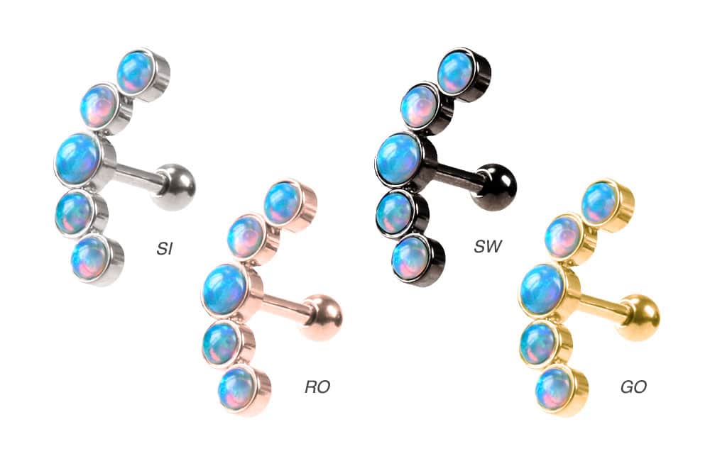 Surgical steel ear piercing 5 SYNTHETIC OPALS ++SALE++