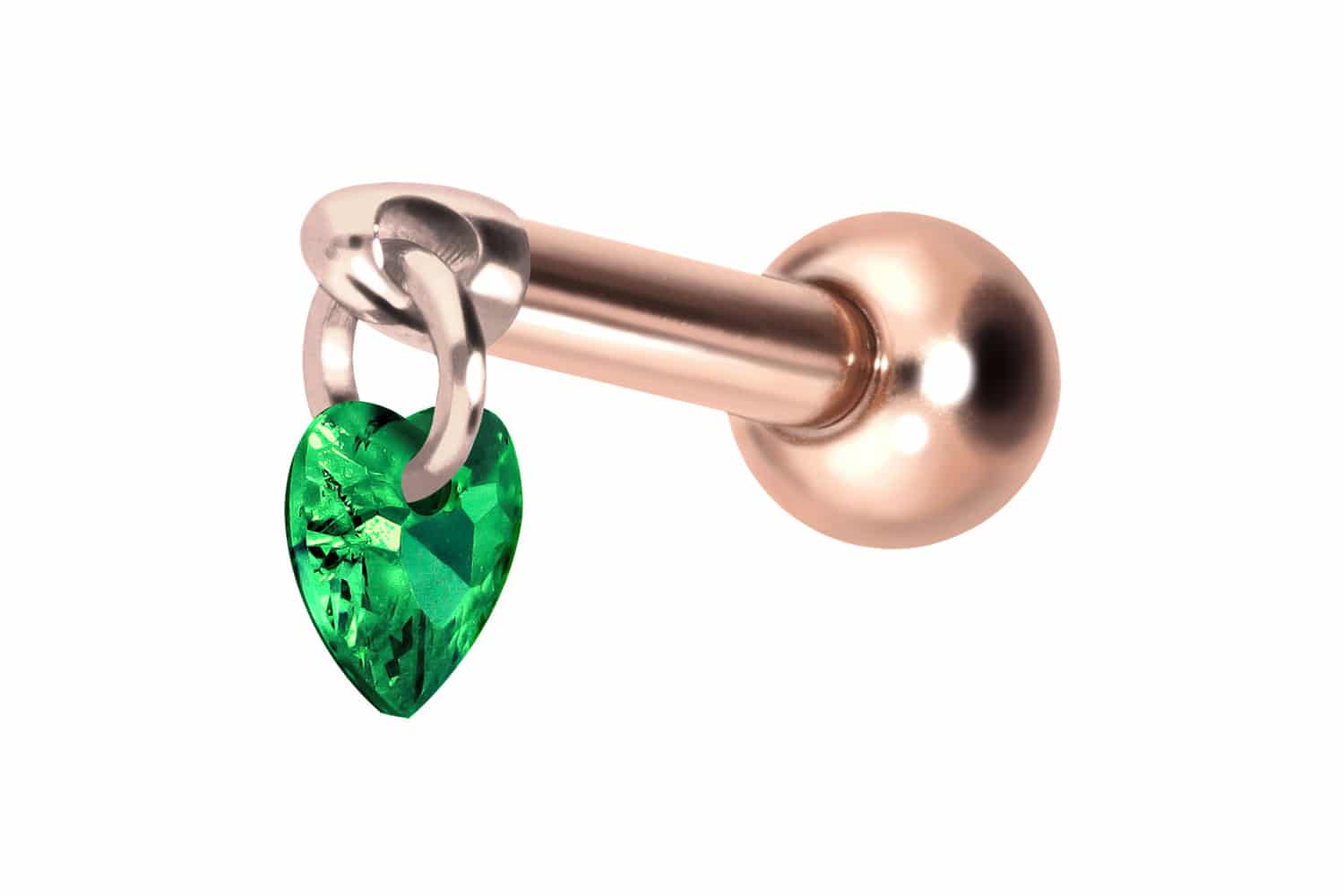 Titanium ear piercing with internal thread CRYSTAL HEART