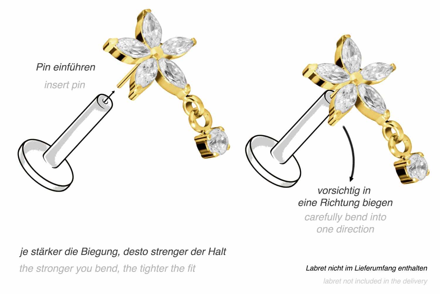 Titan Aufsatz mit Push Pin KRISTALLBLUME + KRISTALL