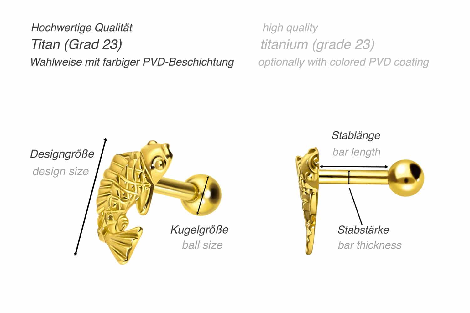 Titan Ohrpiercing KOI KARPFEN