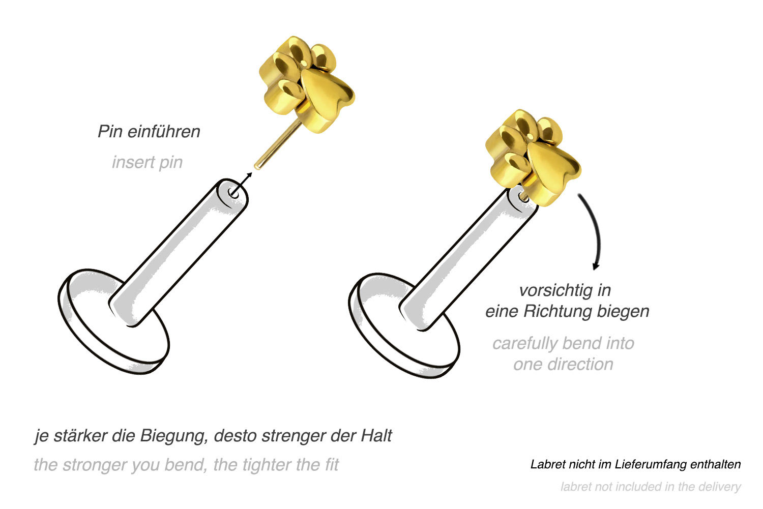 Titanium attachment with push pin PAW