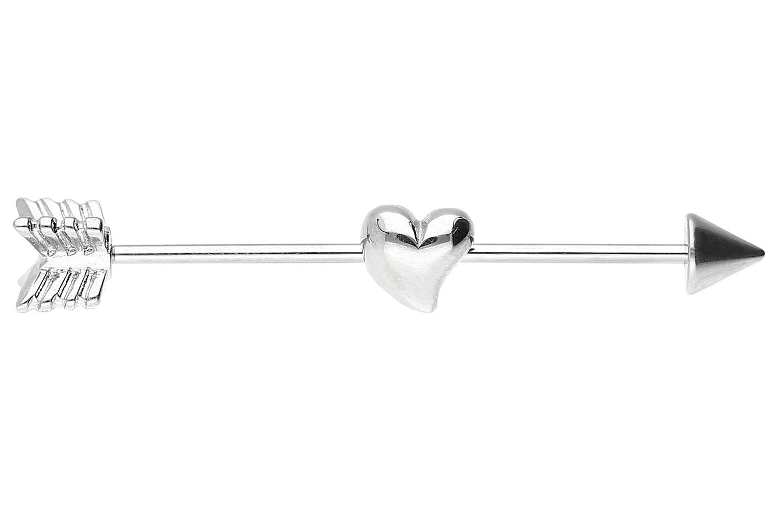 Chirurgenstahl Industrial Ohrpiercing PFEIL + HERZ