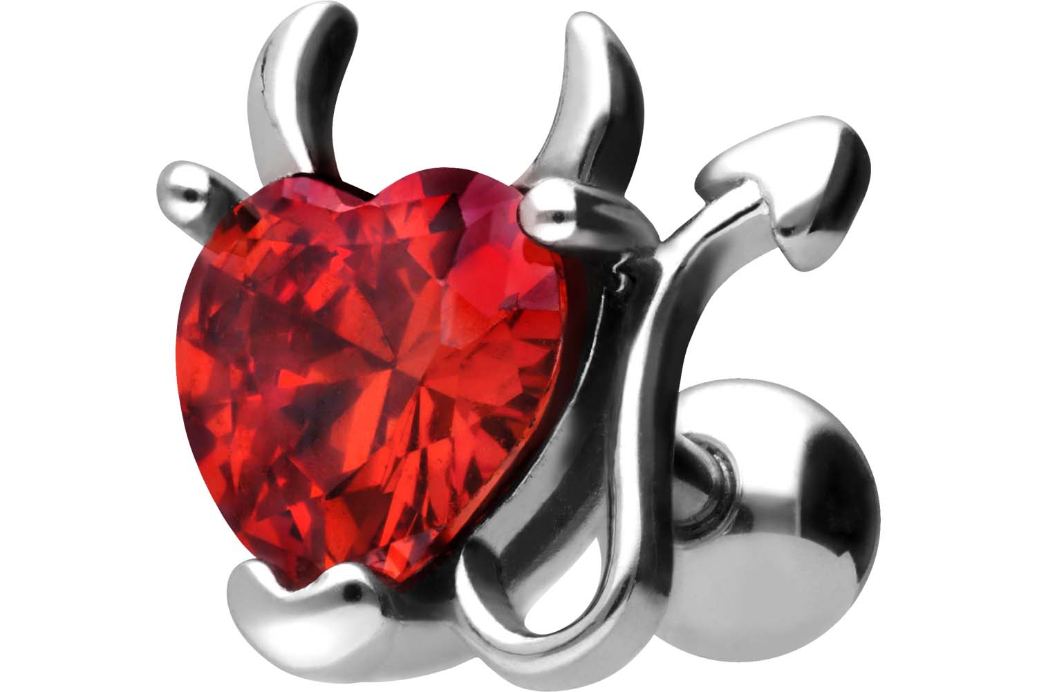 Surgical steel ear piercing DEVIL'S HEART
