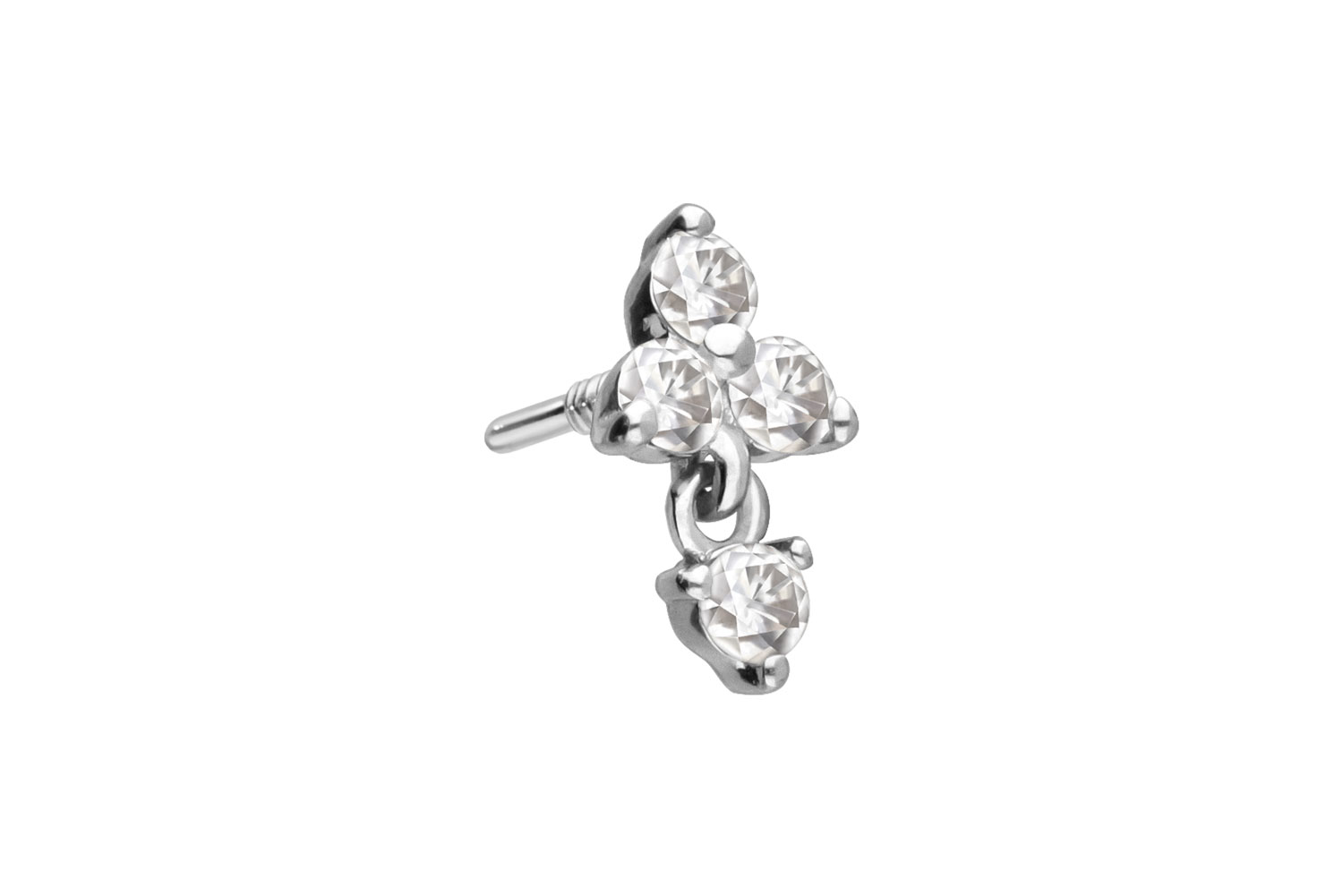 14 carat gold screw-in attachment with external thread MOISSANITE FLOWER + MOISSANITE
