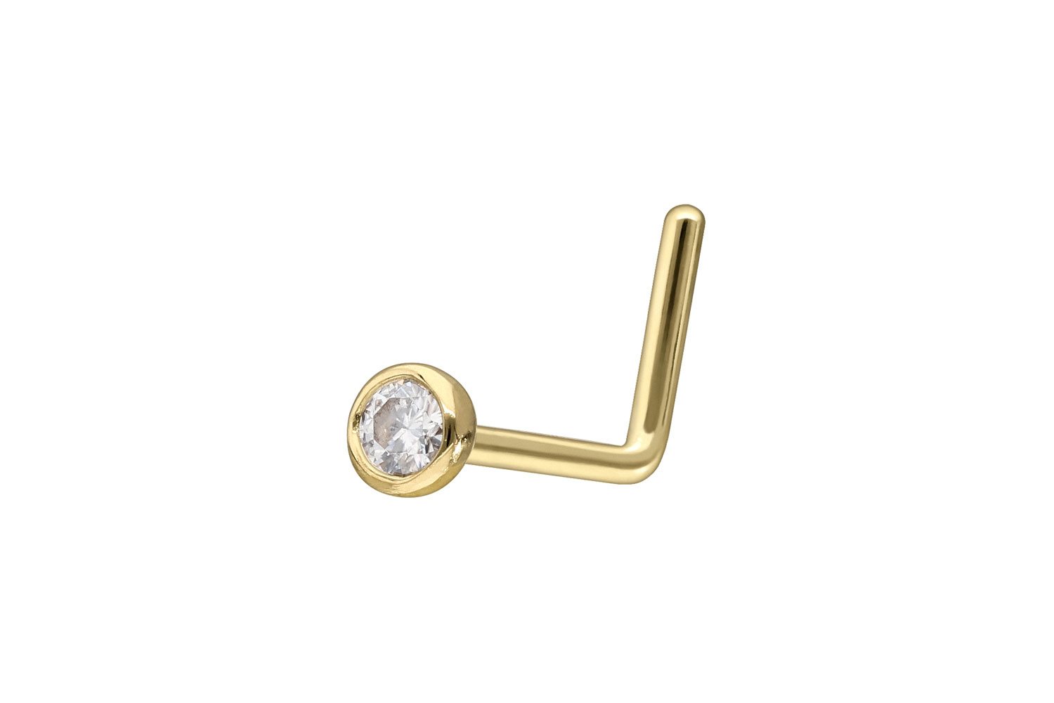 14/18 carat gold nose stud L-form SET MOISSANITE