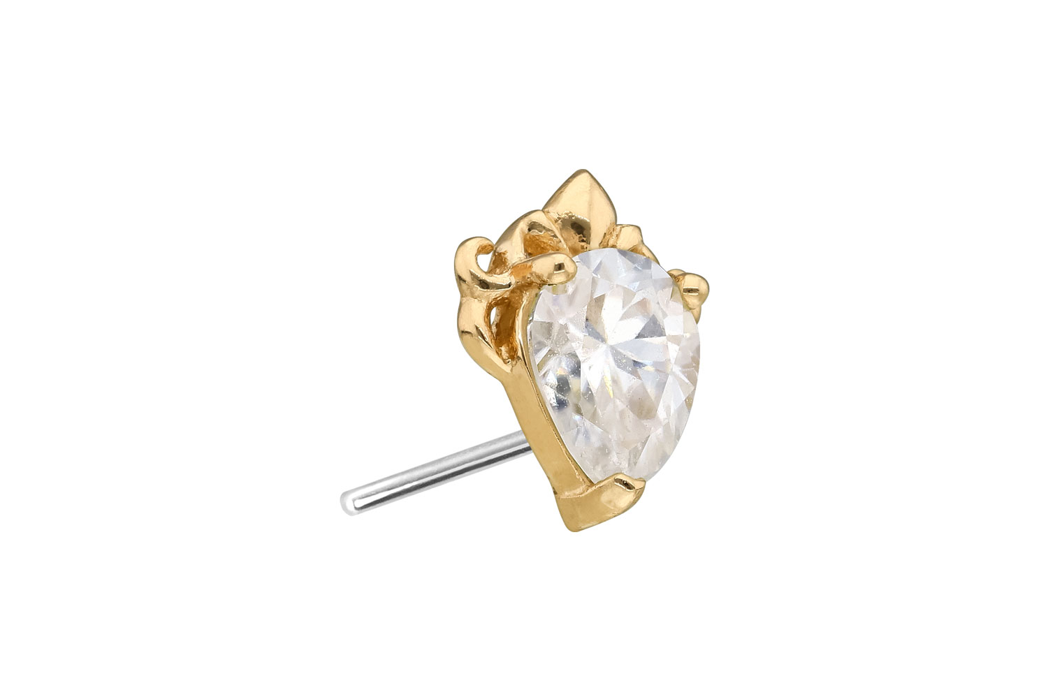 14 carat gold attachment with titanium push pin MOISSANITE-DROP
