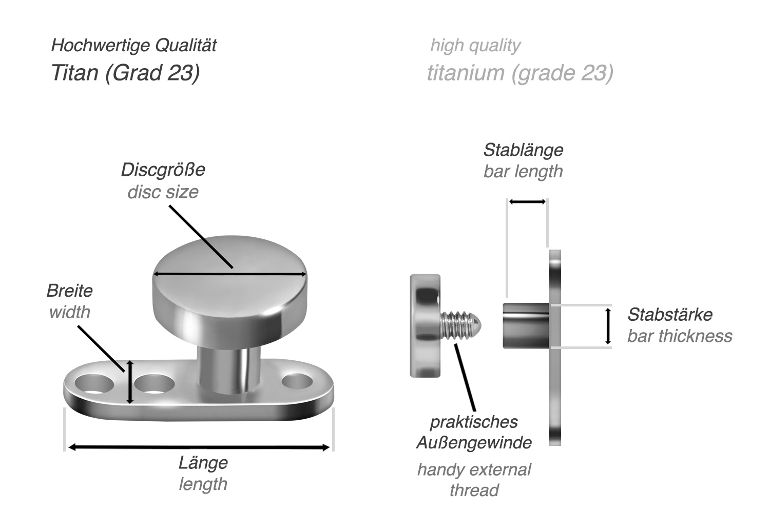 Titanium dermal anchor with 3 holes DISC