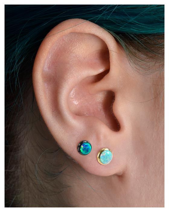 Surgical steel ear piercing SYNTHETIC OPAL ++SALE++