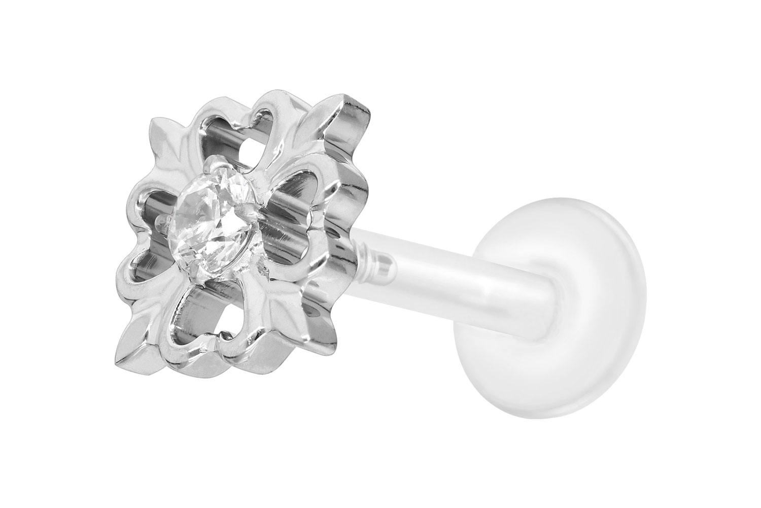 PTFE labret with internal thread + titanium attachment CLOVER LEAF