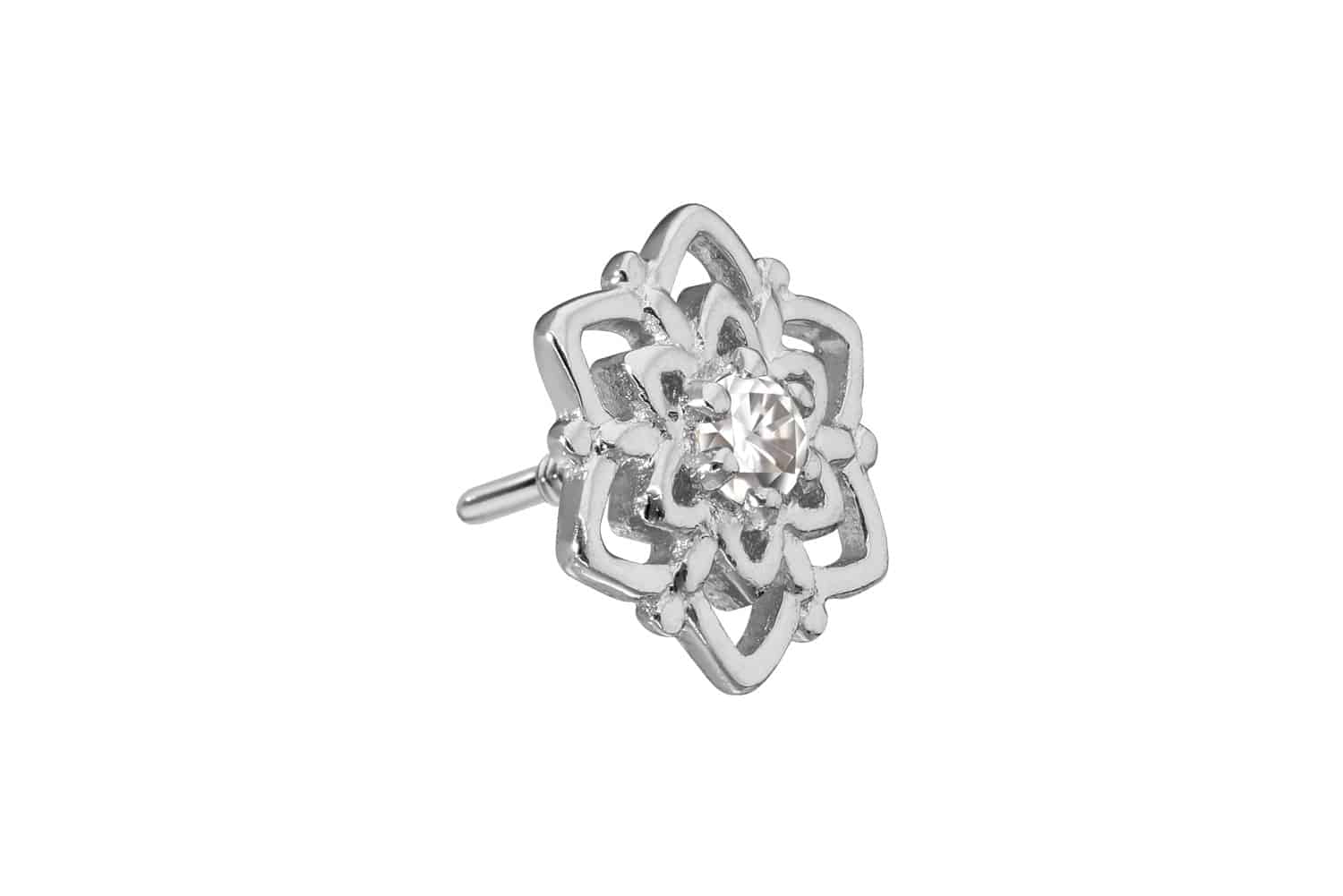 14 carat gold screw-in attachment with external thread MOISSANITE + FLOWER