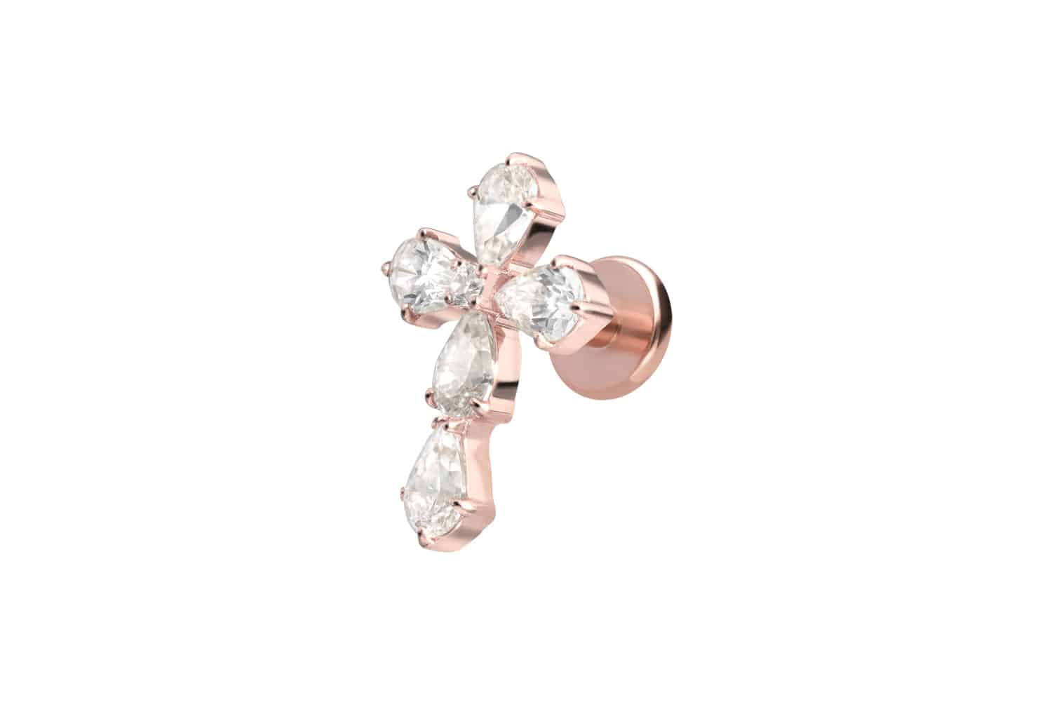 Titanium labret with internal thread CRYSTAL CROSS